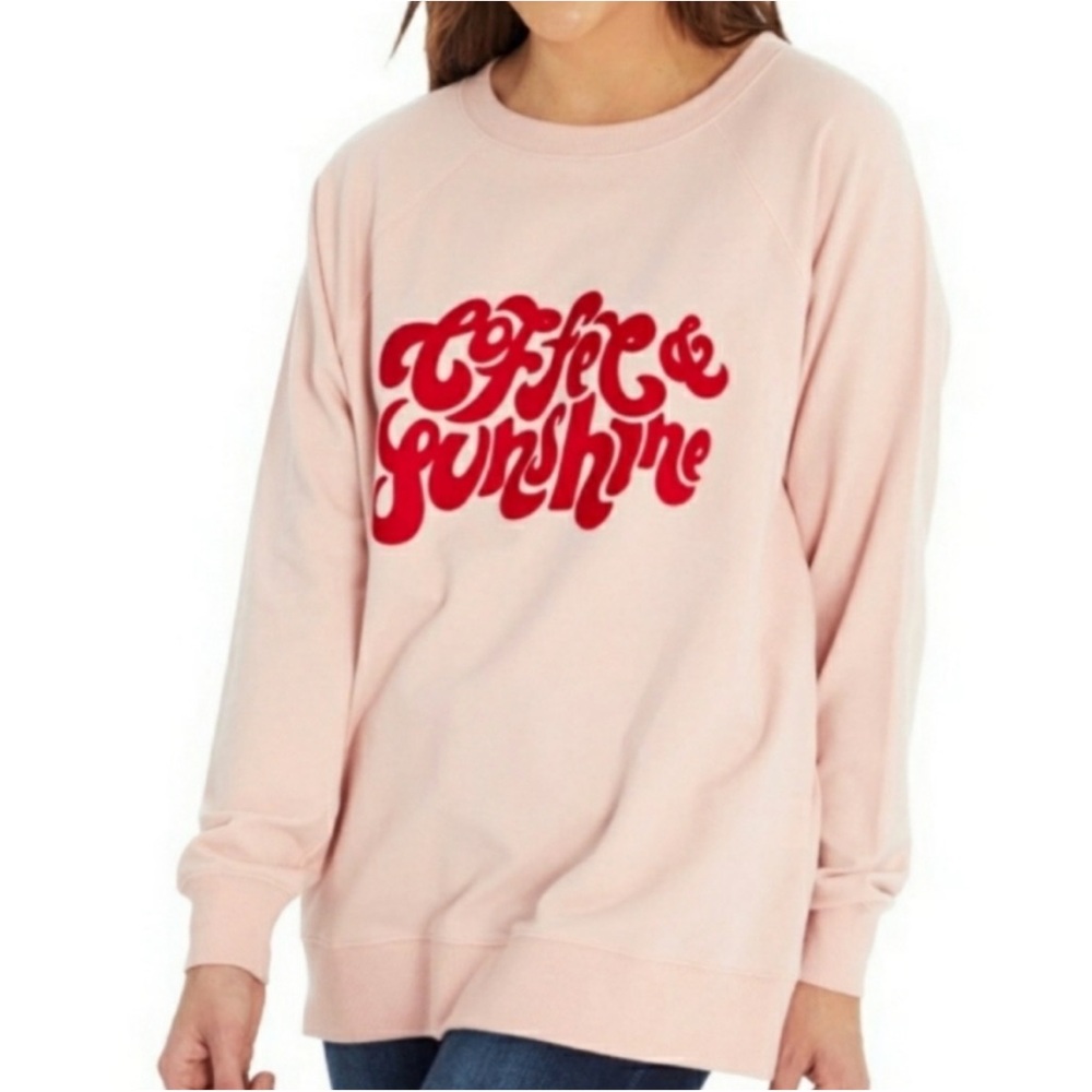 WILDFOX Coffee & Sunshine Oversized Sweatshirt Light Pink Size Large